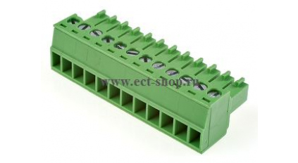 Клеммная колодка DINKLE EC350V-12P, Винтовая, 12 контактов, сечение провода 0.2-1.5 мм2, ток 14 A, Зеленый фото 1