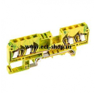 Клеммная колодка DINKLE SG4K2.5, Пружинная, сечение провода 0.5-2.5 мм2, ток 24 A, Желто-зеленый