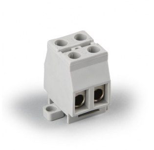 Клеммная колодка ENSTO KR10021, Винтовая, 2 контакта, сечение провода 6-16 мм2, ток 82 A, Белый