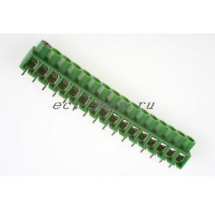 Клеммная колодка DINKLE 166-16P, Винтовая, 16 контактов, сечение провода 0.5-4 мм2, ток 24 A, Зеленый