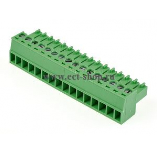 Клеммная колодка DINKLE EC350V-16P, Винтовая, 16 контактов, сечение провода 0.2-1.5 мм2, ток 14 A, Зеленый