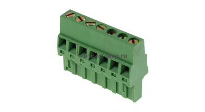 Клеммная колодка DINKLE 5ESDR-07P, Винтовая, 7 контактов, сечение провода 0.2-2.5 мм2, ток 18 A, Зеленый фото 1