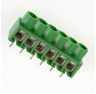 Клеммная колодка DINKLE 166-06P, Винтовая, 6 контактов, сечение провода 0.5-4 мм2, ток 24 A, Зеленый