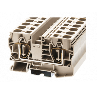 Клеммная колодка DINKLE AK16, сечение провода 1.5-16 мм2, ток 76 A, Бежевый