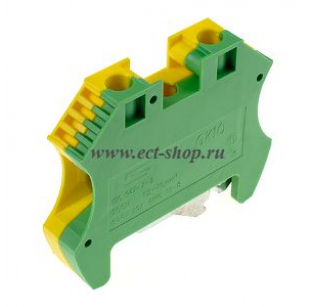 Клеммная колодка DINKLE GK10 (DK10-PE), Винтовая, сечение провода - мм2, ток 57 A, Желто-зеленый