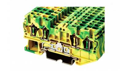 Клеммная колодка DINKLE AK2.5-TR-PE, Пружинная, сечение провода 0.2-2.5 мм2, ток 24 A, Желто-зеленый фото 1