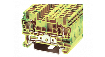 Клеммная колодка DINKLE AK1.5-PE, Пружинная, сечение провода 0.14-1.5 мм2, ток 17.5 A, Желто-зеленый фото 1