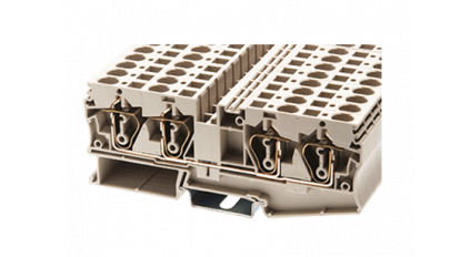 Клеммная колодка DINKLE AK6-TR, Пружинная, сечение провода 0.5-6 мм2, ток 41 A, Бежевый фото 1
