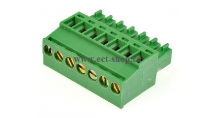 Клеммная колодка DINKLE EC350R-07P, Винтовая, 7 контактов, сечение провода 0.2-1.5 мм2, ток 14 A, Зеленый фото 1