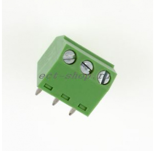 Клеммная колодка DINKLE EK350A-03P, Винтовая, 3 контакта, сечение провода 0.14-1.5 мм2, ток 12 A, Зеленый