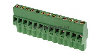 Клеммная колодка DINKLE 5ESDRL-13P, Винтовая, 13 контактов, сечение провода 0.2-2.5 мм2, ток 18 A, Зеленый фото 1