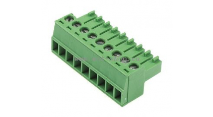 Клеммная колодка DINKLE EC350V-09P, Винтовая, 9 контактов, сечение провода 0.2-1.5 мм2, ток 14 A, Зеленый фото 1