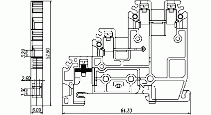 Клеммная колодка DINKLE D3KS2.5G, Винтовая, сечение провода 0.5-2.5 мм2, ток 24 A, Желто-зеленый фото 2