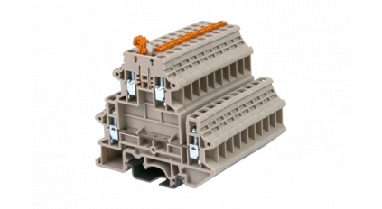 Клеммная колодка DINKLE DKK4N-TG, Винтовая, сечение провода 0.34-4 мм2, ток 32 A, Бежевый фото 2