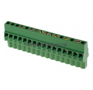 Клеммная колодка DINKLE 5ESDRL-16P, Винтовая, 16 контактов, сечение провода 0.2-2.5 мм2, ток 18 A, Зеленый