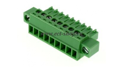 Клеммная колодка DINKLE EC381VM-09P, Винтовая, 9 контактов, сечение провода 0.2-1.5 мм2, ток 14 A, Зеленый фото 1