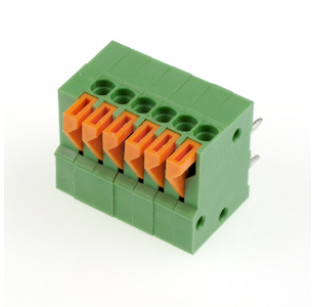 Клеммная колодка DINKLE 141R-06P, Пружинная, 6 контактов, сечение провода 0.14-0.5 мм2, ток 6 A, Зеленый