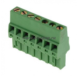 Клеммная колодка DINKLE 5ESDR-07P, Винтовая, 7 контактов, сечение провода 0.2-2.5 мм2, ток 18 A, Зеленый