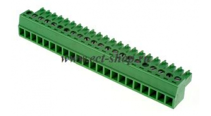 Клеммная колодка DINKLE EC381V-22P, Винтовая, 22 контакта, сечение провода 0.2-1.5 мм2, ток 14 A, Зеленый фото 1