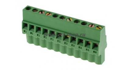 Клеммная колодка DINKLE 5ESDRL-11P, Винтовая, 11 контактов, сечение провода 0.2-2.5 мм2, ток 18 A, Зеленый фото 1