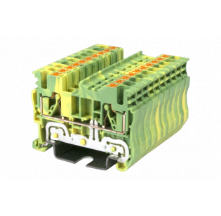 Клеммная колодка DINKLE DP2.5N-PE, Push-in, сечение провода 0.14-2.5 мм2, ток 24 A, Желто-зеленый