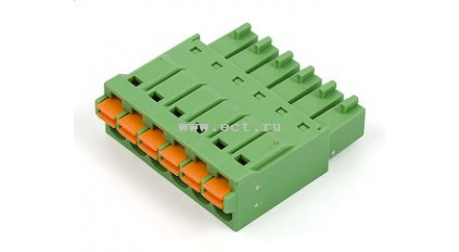 Клеммная колодка DINKLE 0221-2006, Пружинная, 6 контактов, сечение провода 0.2-1.5 мм2, ток 8 A, Зеленый фото 1