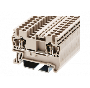Клеммная колодка DINKLE AK2.5, Пружинная, сечение провода 0.2-2.5 мм2, ток 24 A, Бежевый
