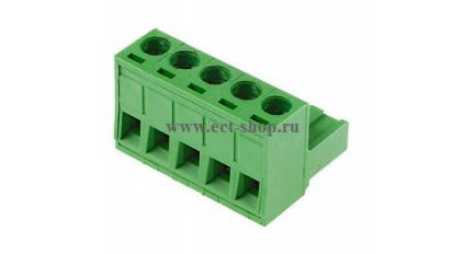 Клеммная колодка DINKLE 5ESDV-05P, Винтовая, 5 контактов, сечение провода 0.2-4 мм2, ток 18 A, Зеленый фото 1