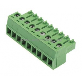 Клеммная колодка DINKLE EC381V-09P, Винтовая, 9 контактов, сечение провода 0.2-1.5 мм2, ток 14 A, Зеленый