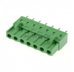 Клеммная колодка DINKLE 2ESDCV-07P, 7 контактов, сечение провода - мм2, ток 18 A, Зеленый