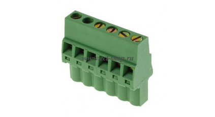 Клеммная колодка DINKLE 2ESDRL-06P, Винтовая, 6 контактов, сечение провода 0.2-2.5 мм2, ток 18 A, Зеленый фото 1