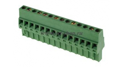 Клеммная колодка DINKLE 5ESDR-14P, Винтовая, 14 контактов, сечение провода 0.2-2.5 мм2, ток 18 A, Зеленый фото 1