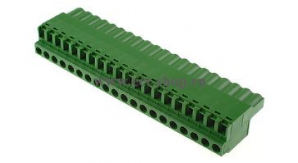 Клеммная колодка DINKLE 2ESDF-20P, Винтовая, 20 контактов, сечение провода 0.2-4 мм2, ток 18 A, Зеленый фото 1