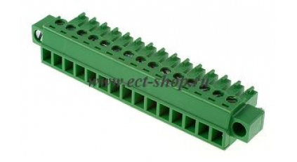 Клеммная колодка DINKLE EC381VM-15P, Винтовая, 15 контактов, сечение провода 0.2-1.5 мм2, ток 14 A, Зеленый фото 1