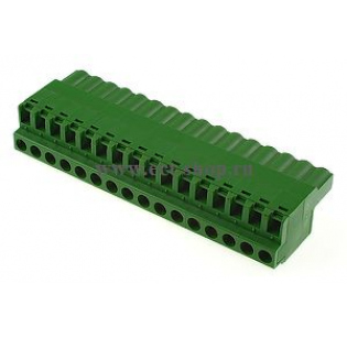Клеммная колодка DINKLE 2ESDF-16P, Винтовая, 16 контактов, сечение провода 0.2-4 мм2, ток 18 A, Зеленый