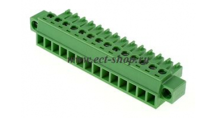 Клеммная колодка DINKLE EC381VM-14P, Винтовая, 14 контактов, сечение провода 0.2-1.5 мм2, ток 14 A, Зеленый фото 1