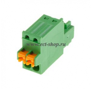 Клеммная колодка DINKLE ESC250V-02P, Пружинная, 2 контакта, сечение провода 0.2-0.5 мм2, ток 4 A, Зеленый