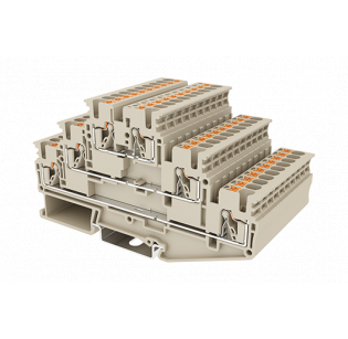 Клеммная колодка DINKLE DP2.5N-3L, Push-in, сечение провода 0.14-2.5 мм2, ток 24 A, Бежевый