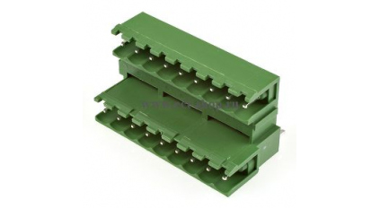 Клеммная колодка DINKLE 5EEHDV-18P, 18 контактов, сечение провода - мм2, ток 18 A, Зеленый фото 1