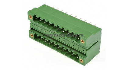 Клеммная колодка DINKLE 5EHDBVM-20P, 20 контактов, сечение провода - мм2, ток 18 A, Зеленый фото 1