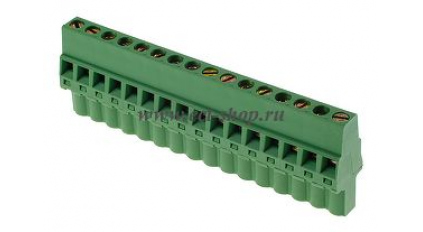 Клеммная колодка DINKLE 2ESDRL-16P, Винтовая, 16 контактов, сечение провода 0.2-2.5 мм2, ток 18 A, Зеленый фото 1