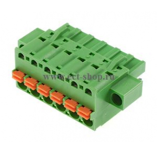 Клеммная колодка DINKLE 2ESDSM-06P, Пружинная, 6 контактов, сечение провода 0.2-2.5 мм2, ток 12 A, Зеленый