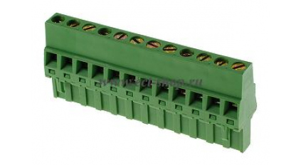 Клеммная колодка DINKLE 2ESDR-12P, Винтовая, 12 контактов, сечение провода 0.2-2.5 мм2, ток 18 A, Зеленый фото 1