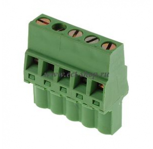 Клеммная колодка DINKLE 2ESDRL-05P, Винтовая, 5 контактов, сечение провода 0.2-2.5 мм2, ток 18 A, Зеленый