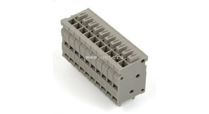 Клеммная колодка DINKLE 0138-1010, Пружинная, 10 контактов, сечение провода 0.2-0.5 мм2, ток 6 A, Серый фото 1