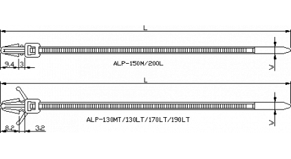 Пластиковыя стяжки с заклепкой AVC ALP-130MT (100шт) фото 3