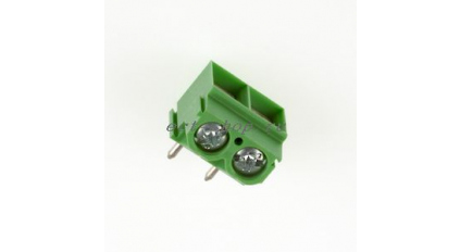 Клеммная колодка DINKLE ED500R-02P (новый корпус), Винтовая, 2 контакта, сечение провода 0.5-1.5 мм2, ток 10 A, Зеленый фото 1