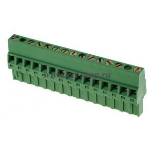 Клеммная колодка DINKLE 5ESDR-15P, Винтовая, 15 контактов, сечение провода 0.2-2.5 мм2, ток 18 A, Зеленый
