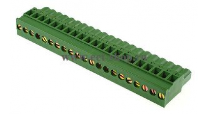 Клеммная колодка DINKLE 2ESDPL-21P, Винтовая, 21 контакт, сечение провода 0.2-4 мм2, ток 18 A, Зеленый фото 1