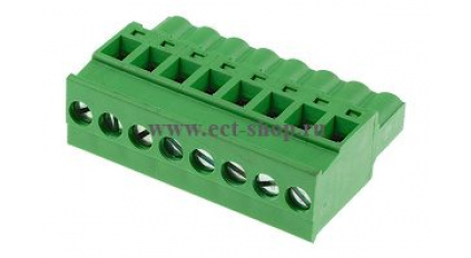 Клеммная колодка DINKLE 2ESDPL-08P, Винтовая, 8 контактов, сечение провода 0.2-4 мм2, ток 18 A, Зеленый фото 1